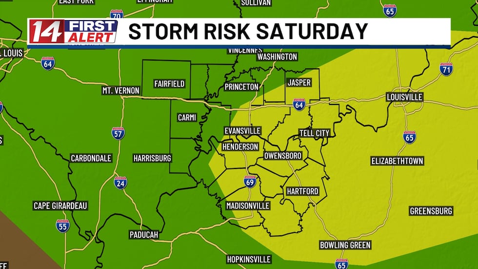 Ha Risk Alert 67th 14 FIRST ALERT: Slight risk of severe storms for Saturday