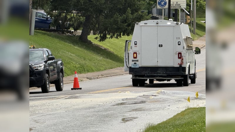Crews on scene of a water main break at Stringtown & Mill Rd.