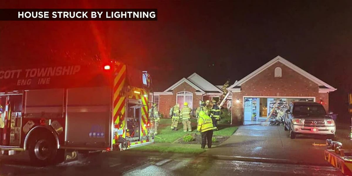 Crews called to fire after house struck by lightning