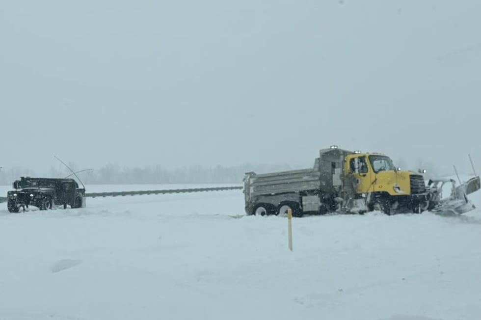 Snow plow stuck in Pike County