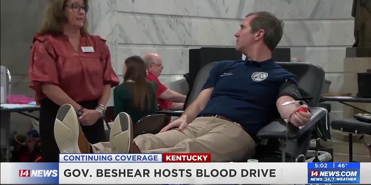 Blood Floding Gov. Beshear holds blood drive after deadly flooding last week
