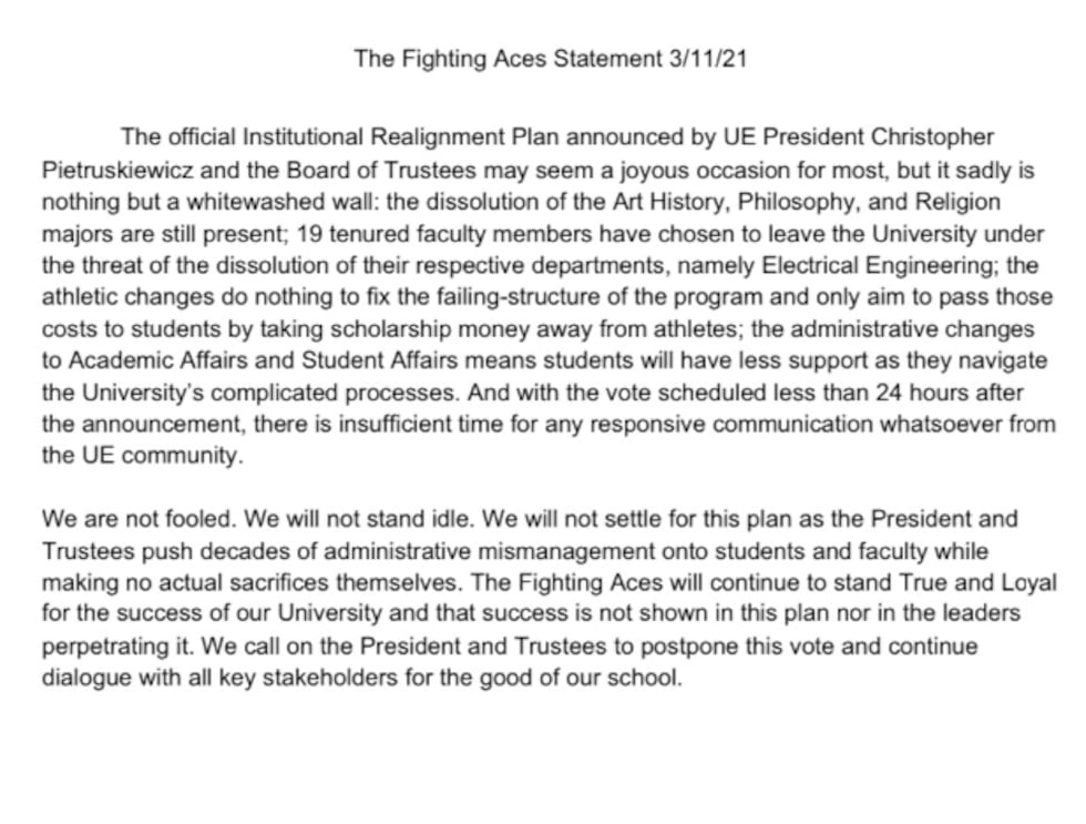 Realignment Plan UE announces new realignment plan with fewer cuts