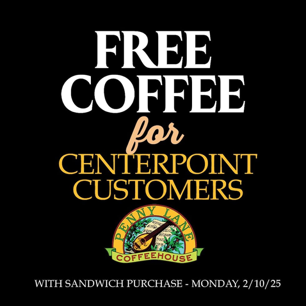 Penny Lane Coffeehouse to provide free coffee with sandwich purchase to CenterPoint customers...