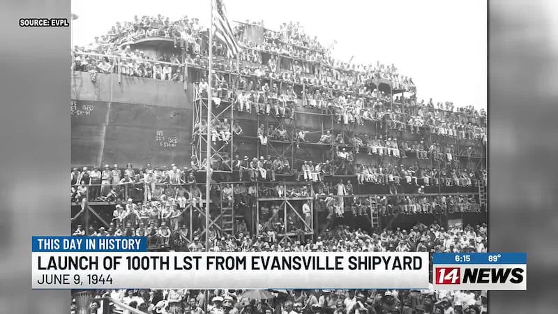 Launch of 100th LST from Evansville shipyard