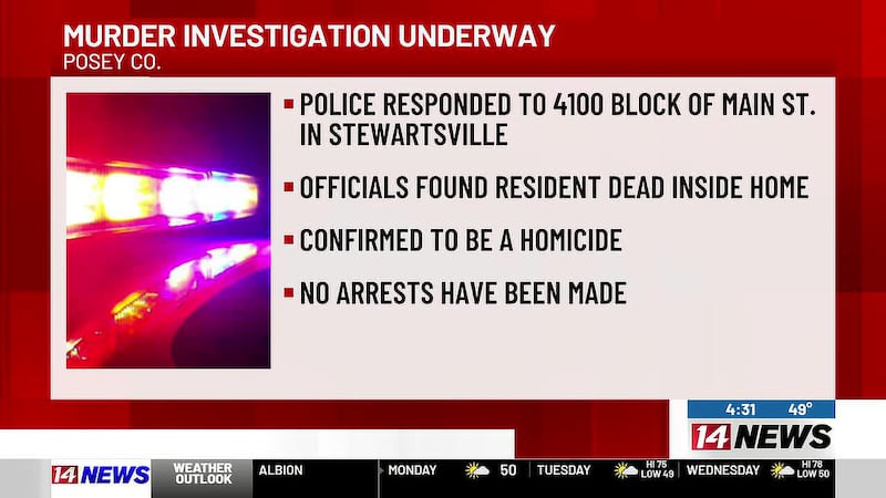 Murder investigation underway in Posey Co. following welfare check, sheriff says